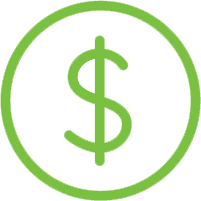 A green dollar sign inside a circle on a transparent background.